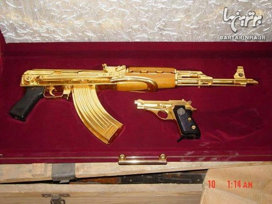مجموعه اسلحه طلایی صدام حسین +عکس