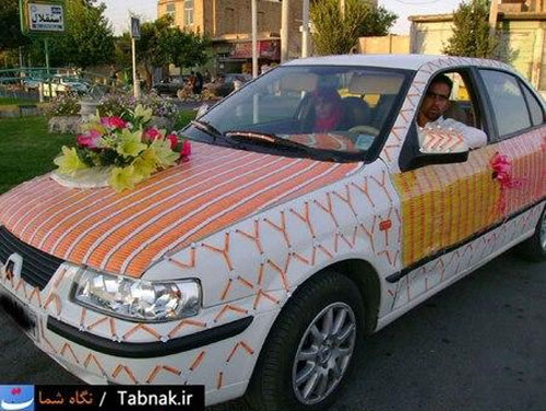 تزئین ماشین عروس با 4500 عدد کارت شارژ!