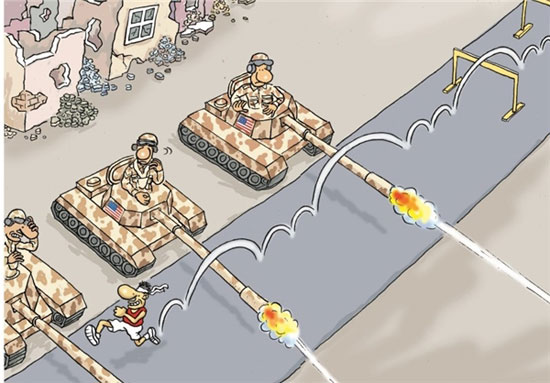 «مرگ بر آمریکا» در آثار کاریکاتوریست‌های جهان