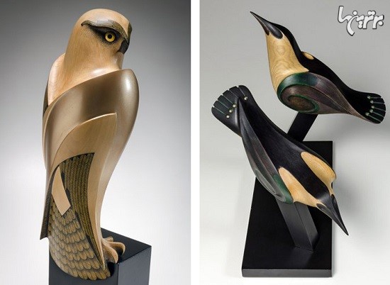 مجسمه های چوبی زیبا به افتخار پرندگان