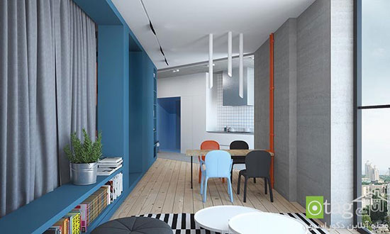 آپارتمان 75 متری با ترکیب رنگی قرمز و آبی