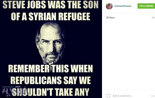 مایکل مور: جابز پسر یک مهاجر سوری بود