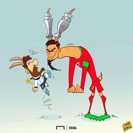 کاریکاتور: شاخ و شانه کشیدن رونالدو برای مسی