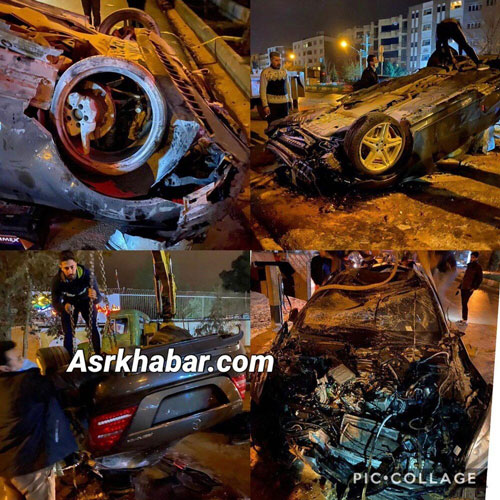تصادف شدید بنز اس ۵۰۰ در شیراز