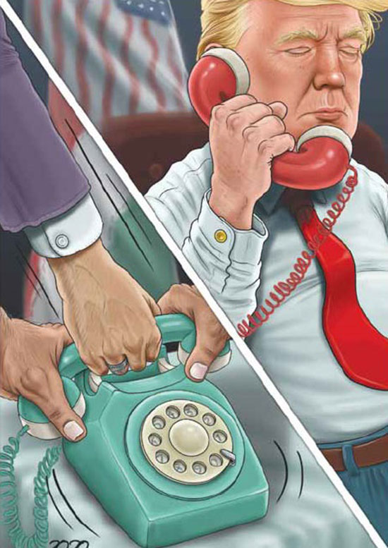 کاریکاتور: واکنش روحانی به تماس‌های ترامپ!