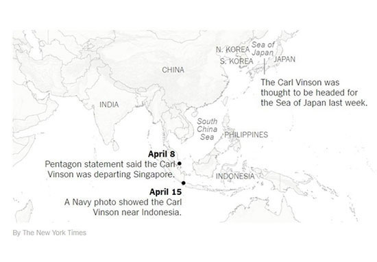 ناوهای آمریکا به جای کره به اقیانوس هند رفت!