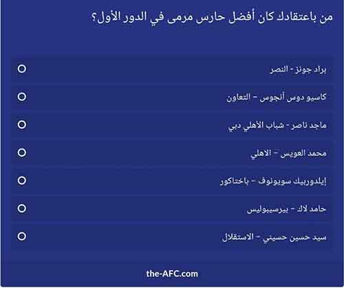 نامزدهای بهترین دروازه‌بان مرحله گروهی آسیا