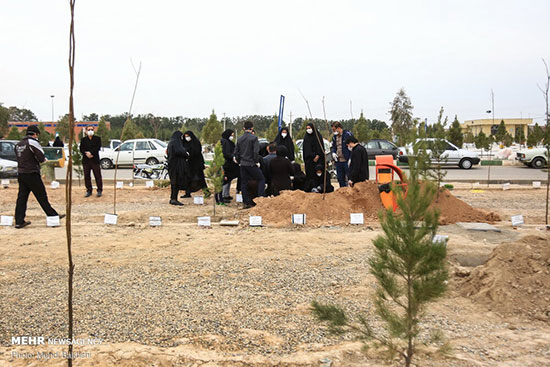 تصاویری از تدفین قربانیانِ کرونا در آرامستان قم