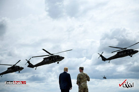 ترامپ تمرینات ارتش آمریکا را از نزدیک دید