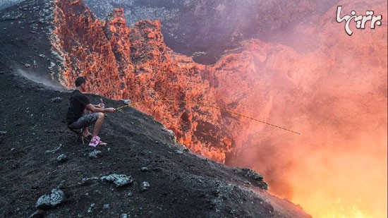 مارشمالو خوری در دل آتشفشان! +عکس