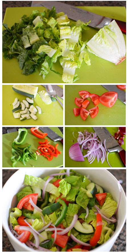 سالاد ترکیه‌ای با کُلی سبزیجاتِ سبز