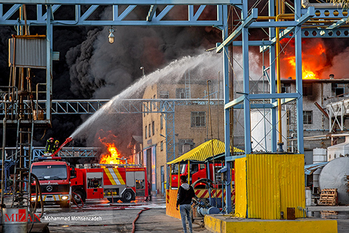 آتش‌سوزی در کارخانه تولید الکل