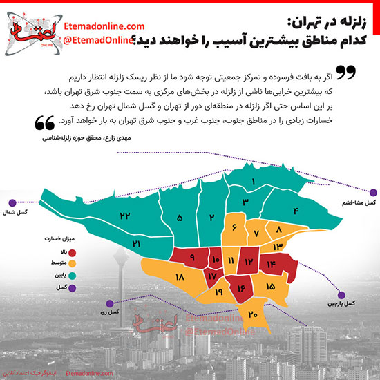 زلزله به کدام مناطق تهران بیشتر آسیب می‌زند؟